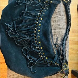 Fringe Black Lucky Hobo Bag